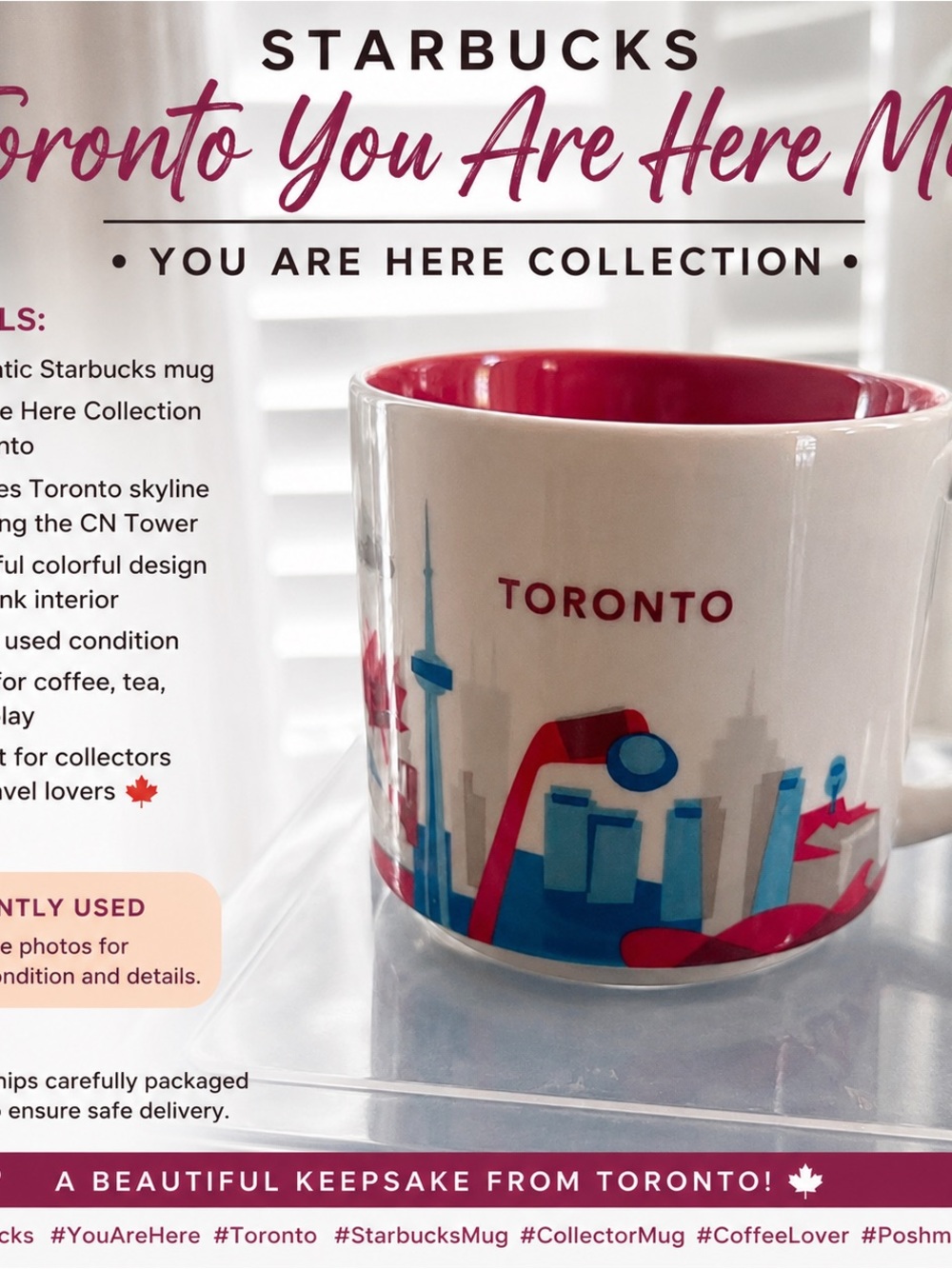 Starbucks Toronto You Are Here White & Red Ceramic Mug